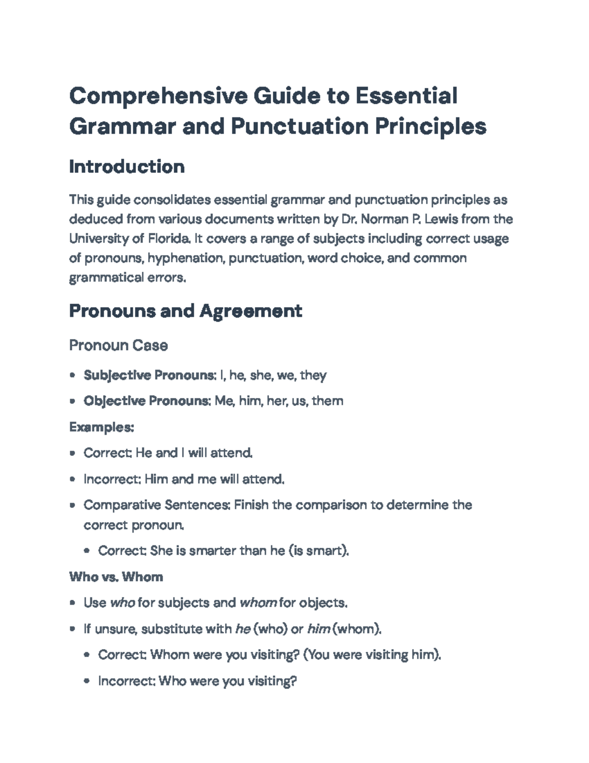 Comprehensive Guide to Grammar and Punctuation Principles (ENG101 ...