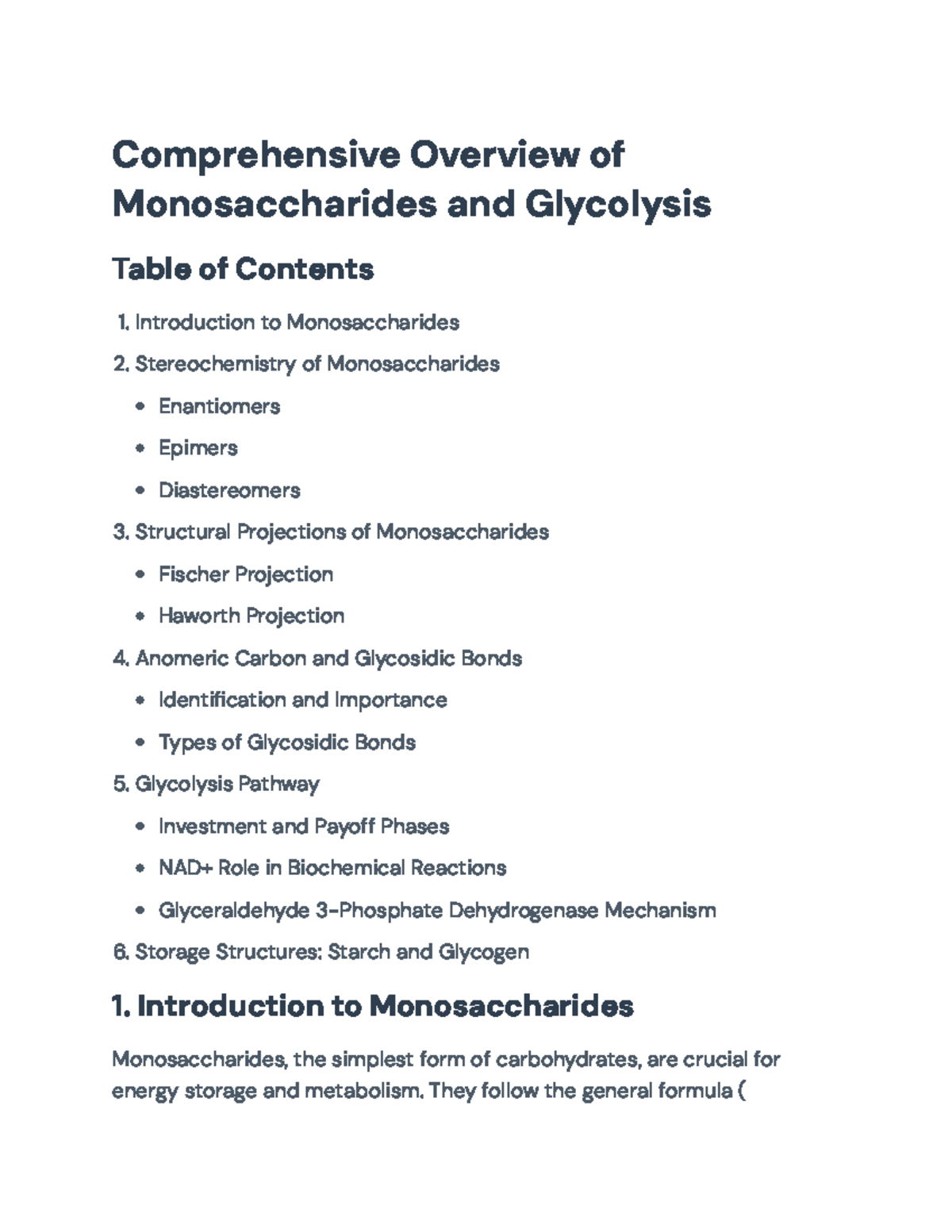 Monosaccharides and Glycolysis: Comprehensive Overview and Insights ...
