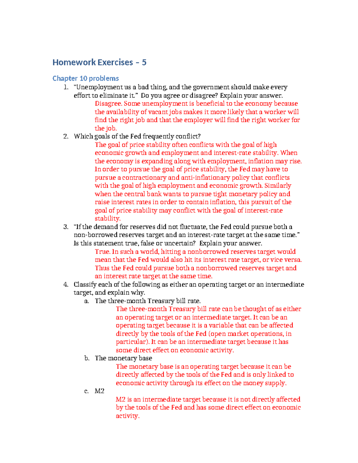Homework Assignment – 5: Answers and Explanations - Studocu