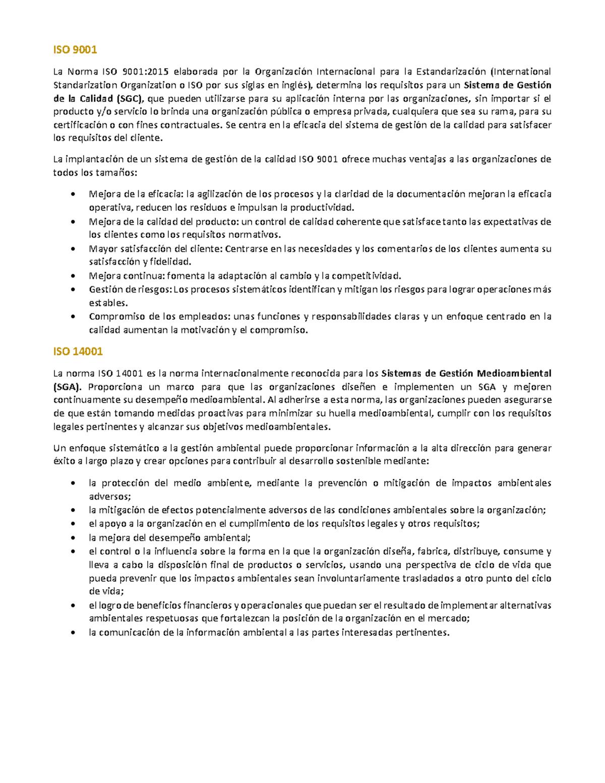 ADM HOS - Conceptos Clave sobre ISO 9001 y Gestión de Calidad - Studocu