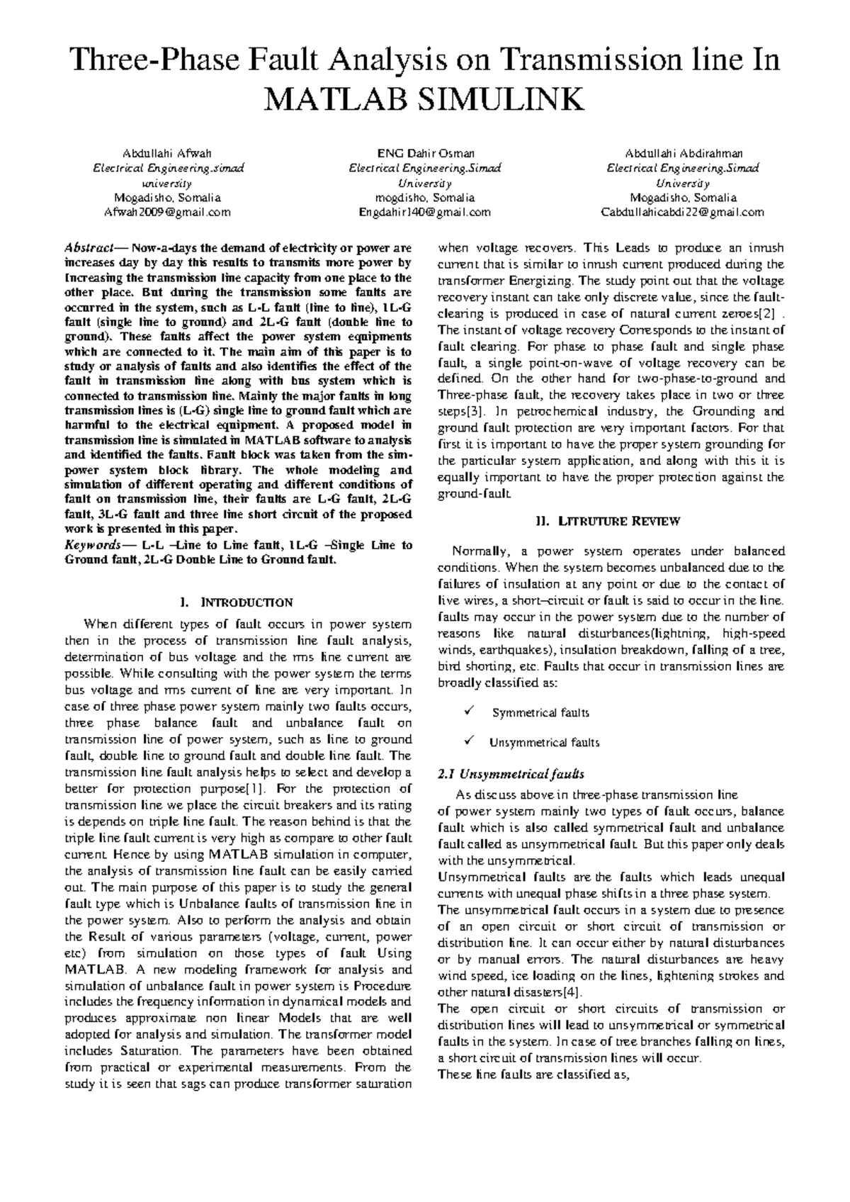 Three-Phase Fault Analysis on Transmission Lines: MATLAB Simulation ...