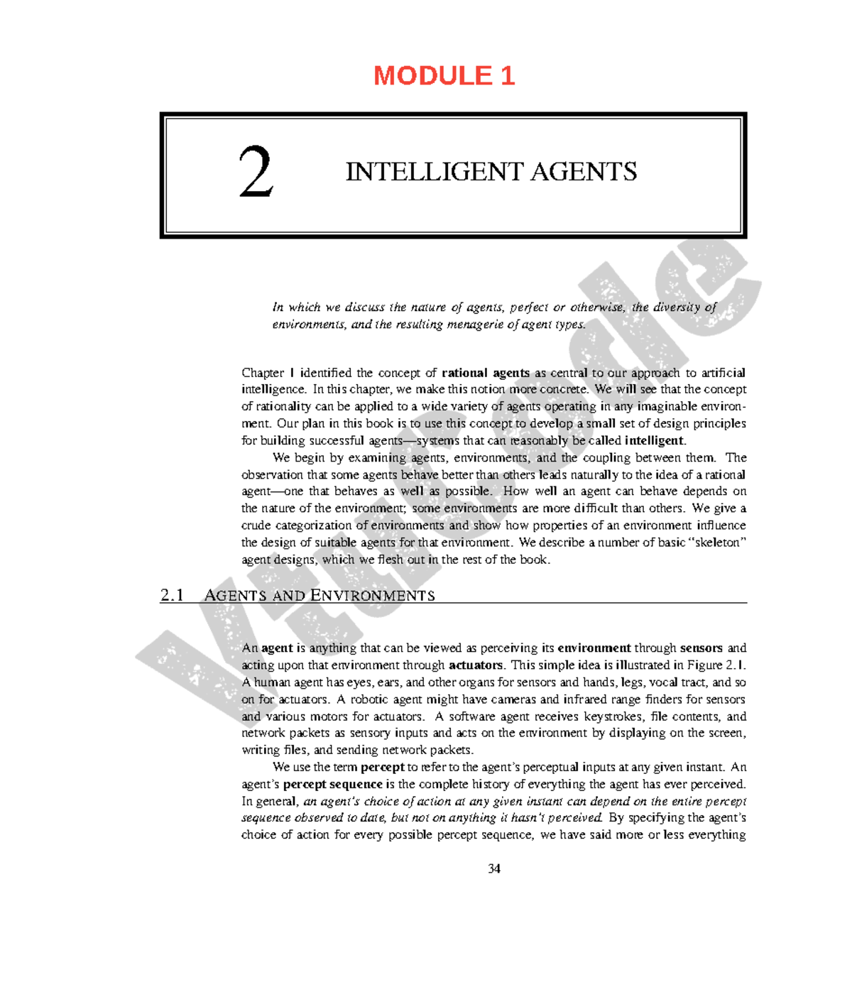 21AI71 module 1 textbook - 2 INTELLIGENT AGENTS In which we discuss the ...