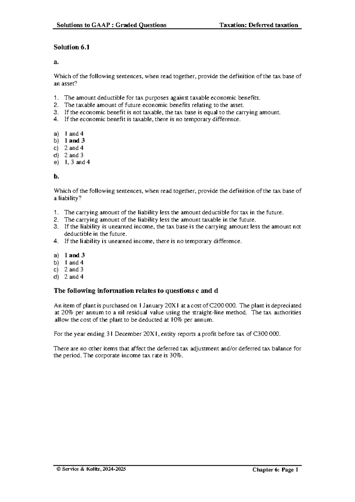 Solutions to GAAP: Graded Questions on Deferred Taxation (Course Code ...