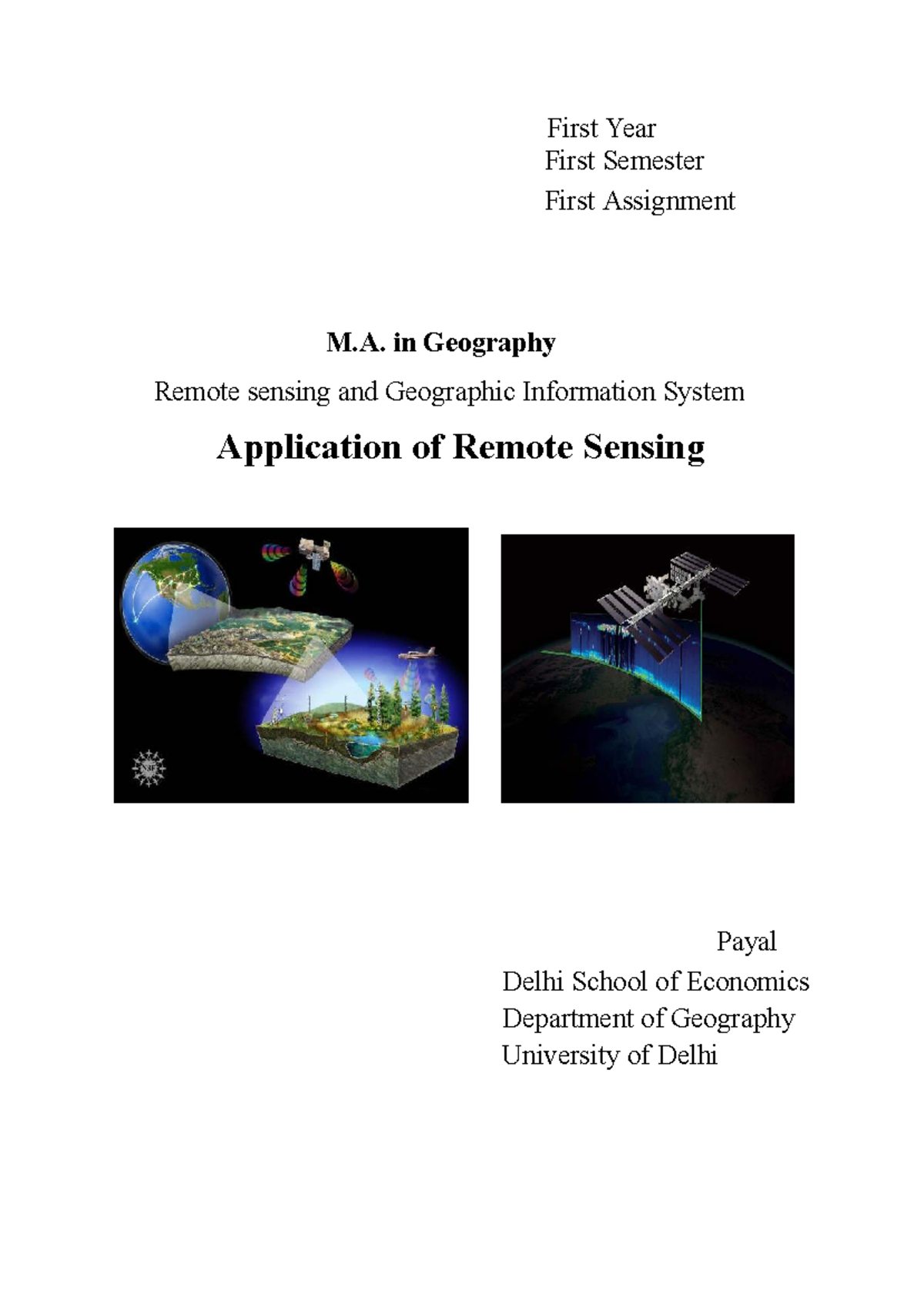 M.A. Geography Assignment: Applications of Remote Sensing - Studocu