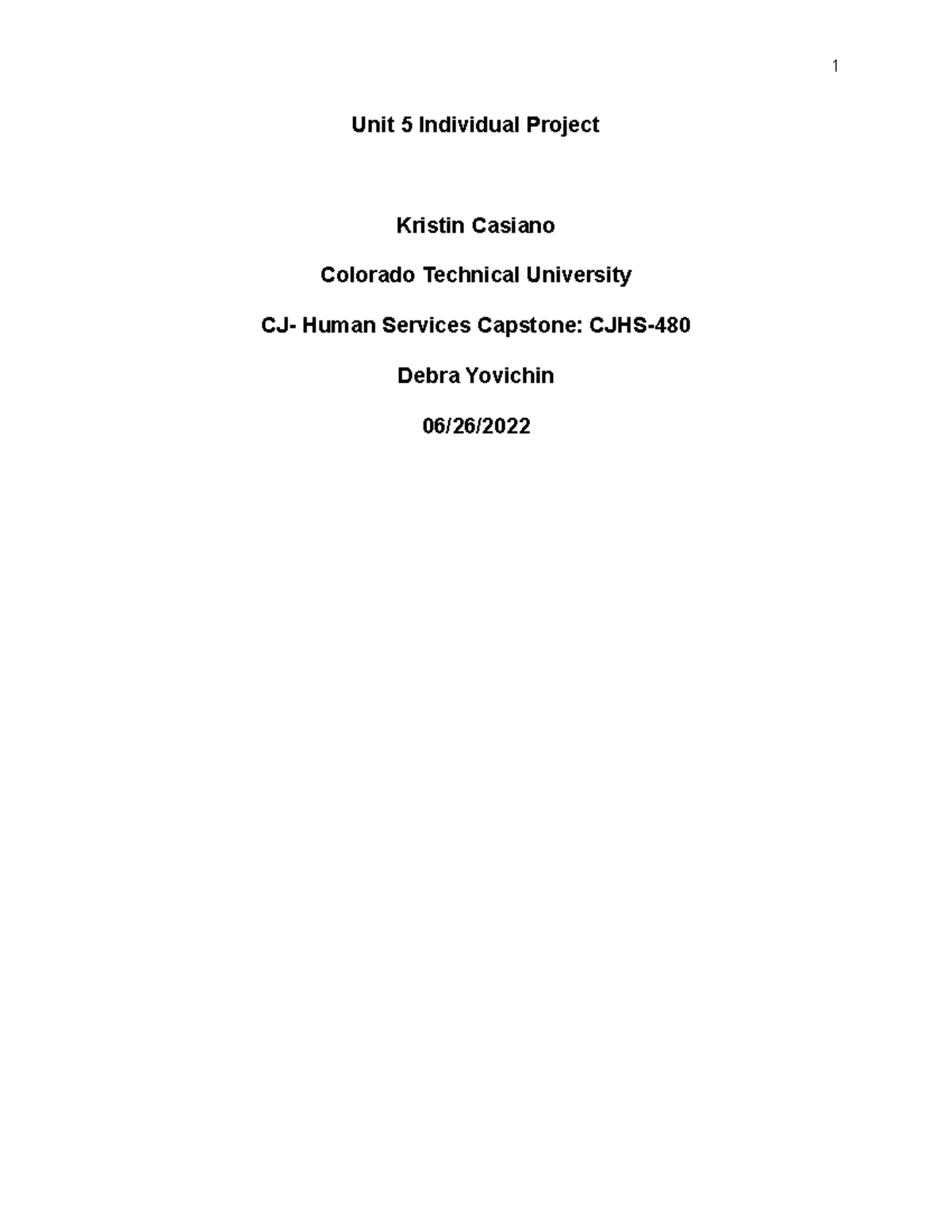 Unit 5 CJHS Capstone Individual Project: Group & Family Counseling ...