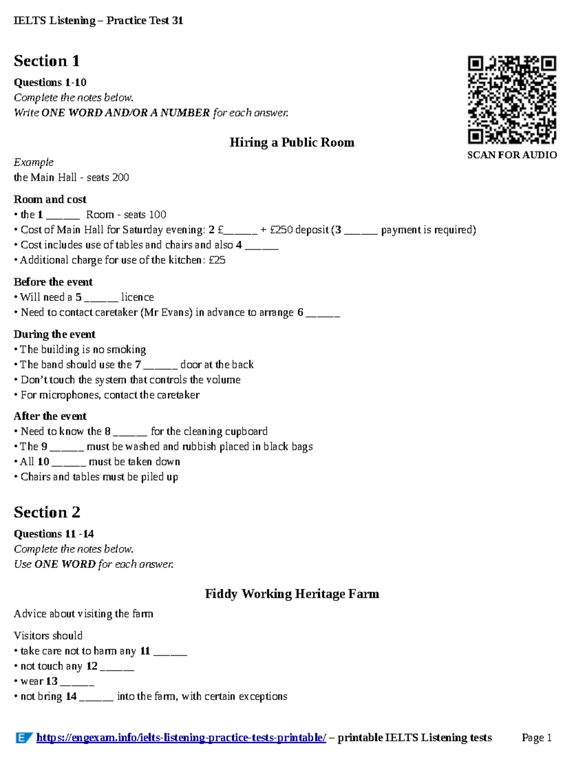 IELTS Listening Practice Test 31: Complete Notes & Map Labels - Studocu