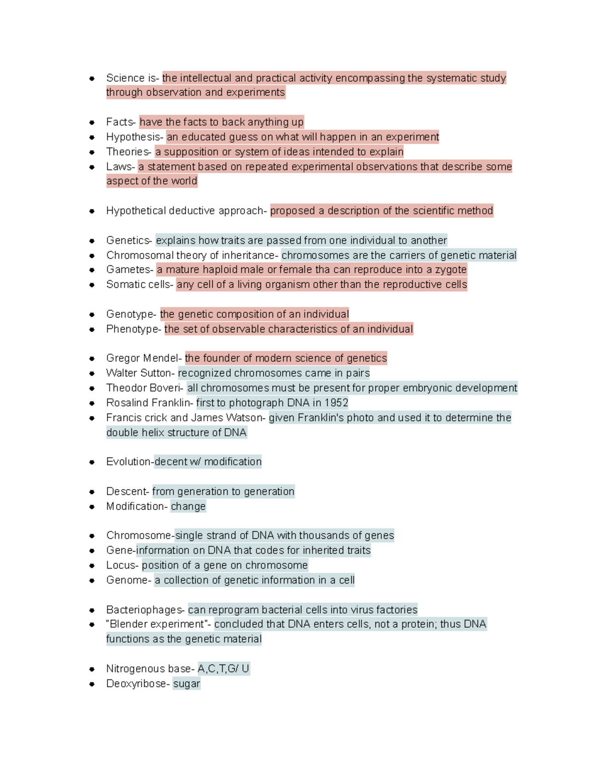 Bio 204 Test 1 Study Guide: Key Concepts in Genetics and Evolution ...