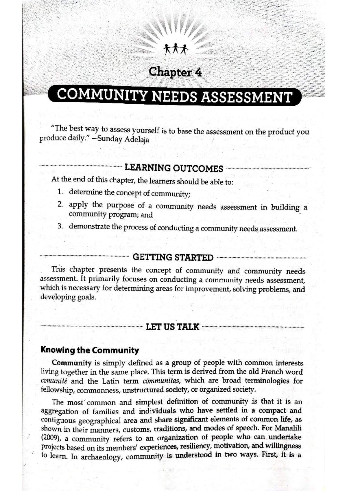 Chapter-4-Lecture - FOR INSTRUCTIONAL USED - Chapter 4 COMMUNITY NEEDS ...