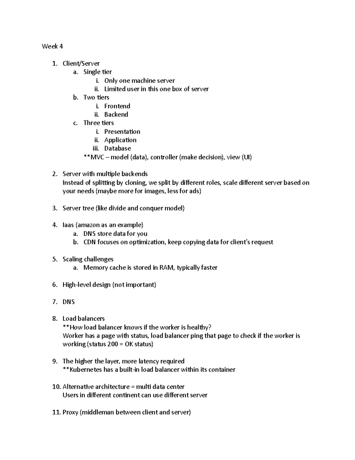 CS101 - Week 4 Lecture Notes: Client/Server Architectures & More - Studocu