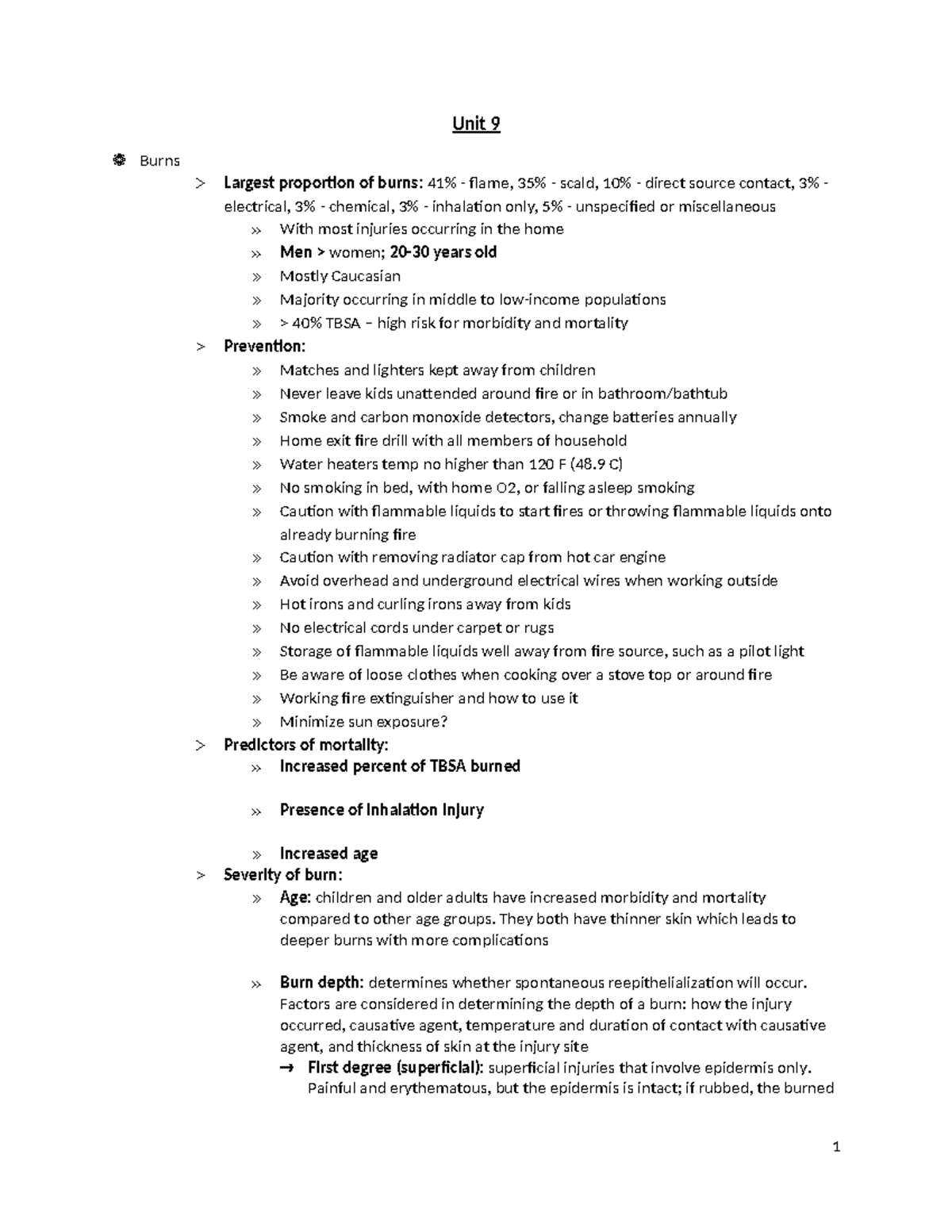 4100 - Exam #4 - Unit 9: Comprehensive Burn Management Notes - Studocu