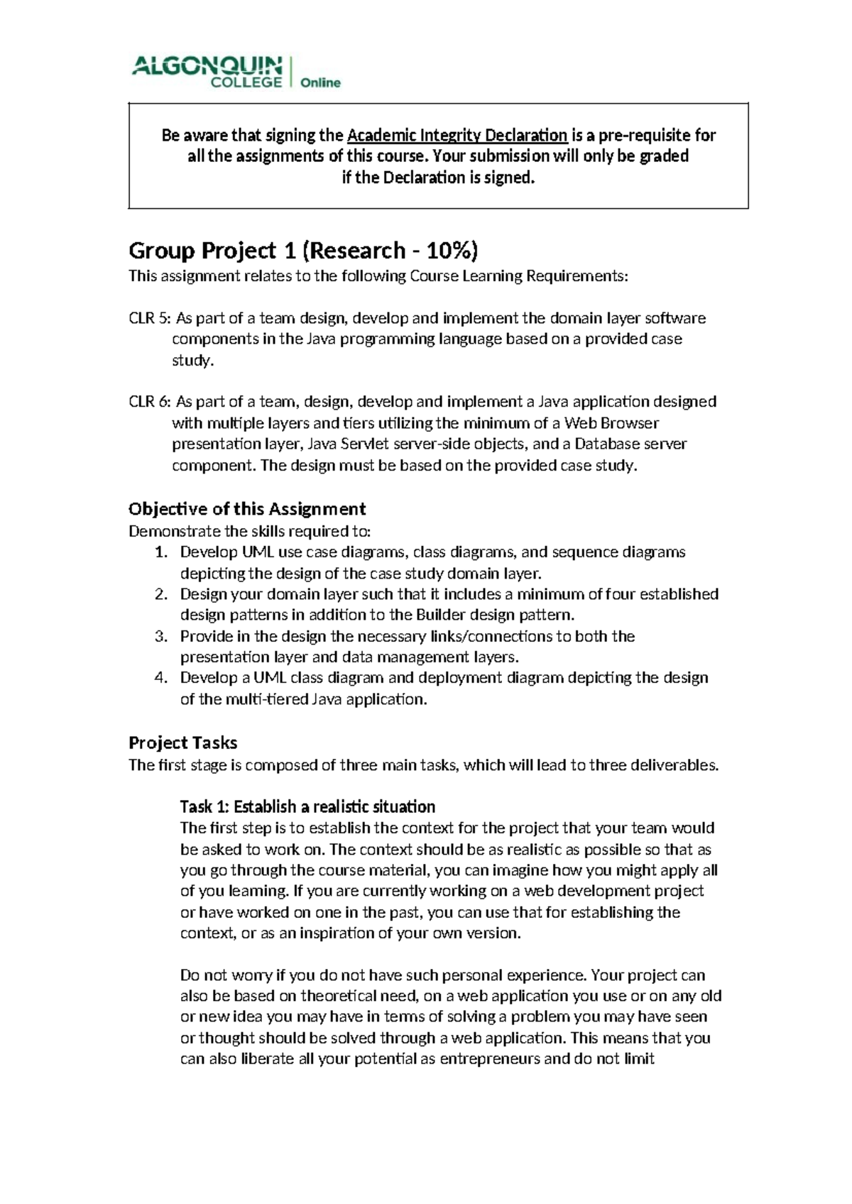 Group Project 1: Java Application Design & Development (CLR 5 & 6 ...