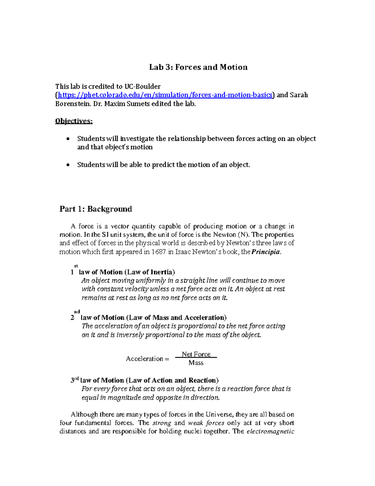 Lab 3: Exploring Forces and Motion - DDFDF - Studocu