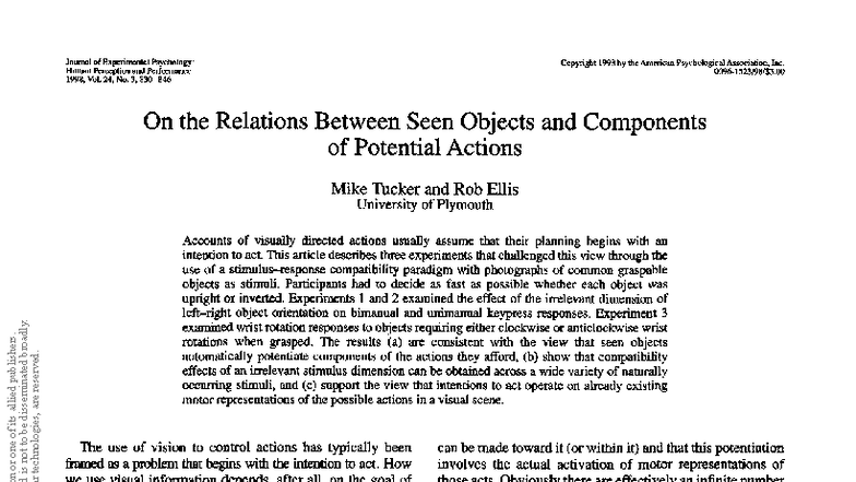 Examining Action Potentiation via Grasp Compatibility in Objects (PSY ...