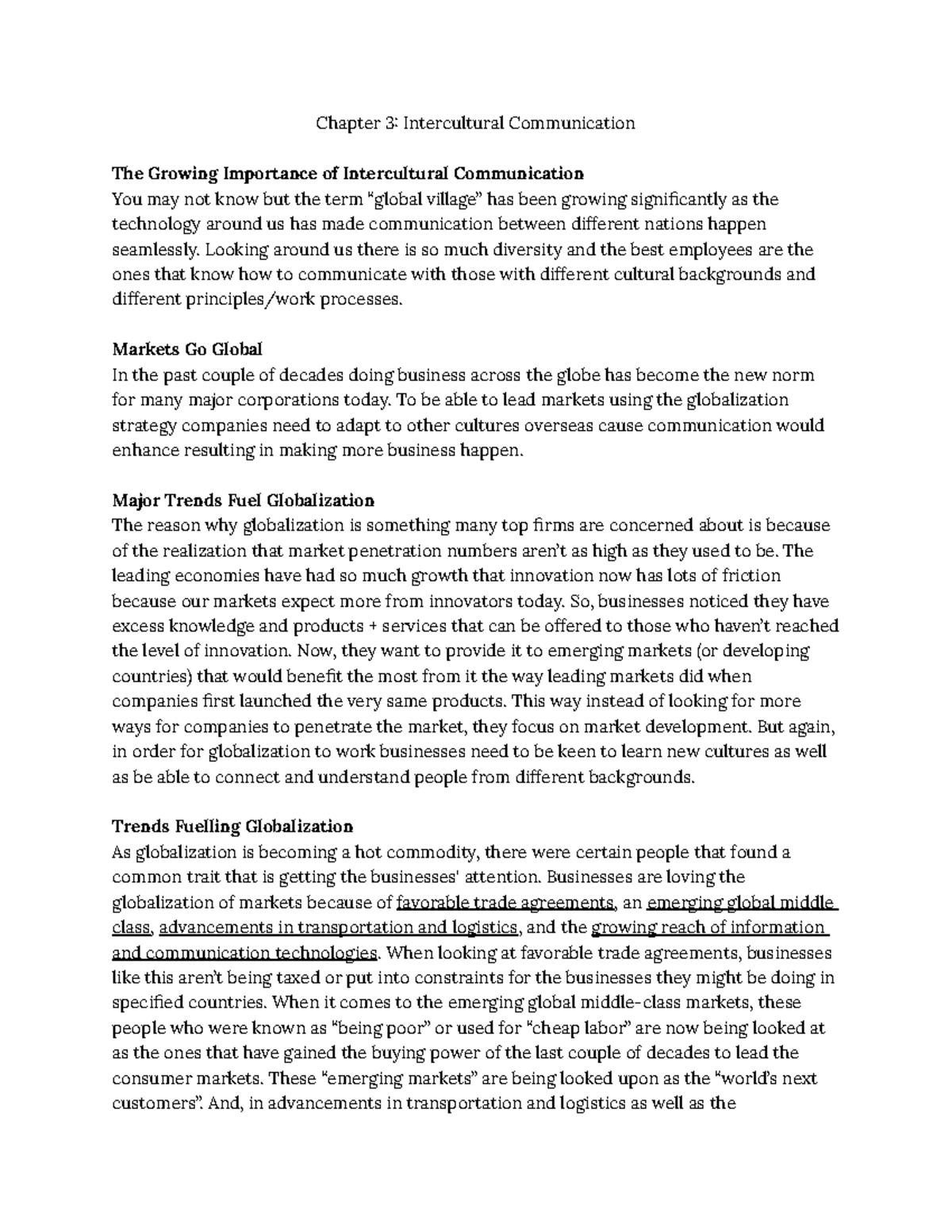 Chapter 3 Intercultural Communication Notes (Extra Credit) - Chapter 3 ...