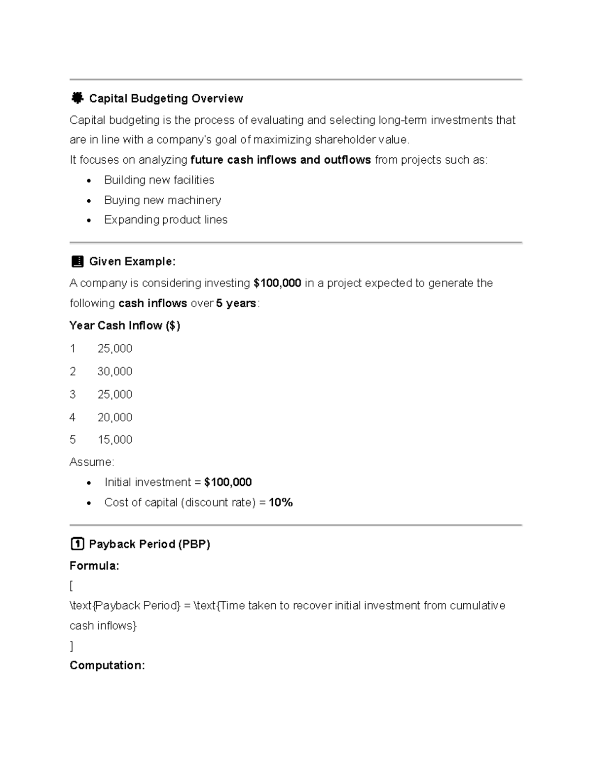 Capital Budgeting Overview: Key Metrics & Decision Criteria - Studocu