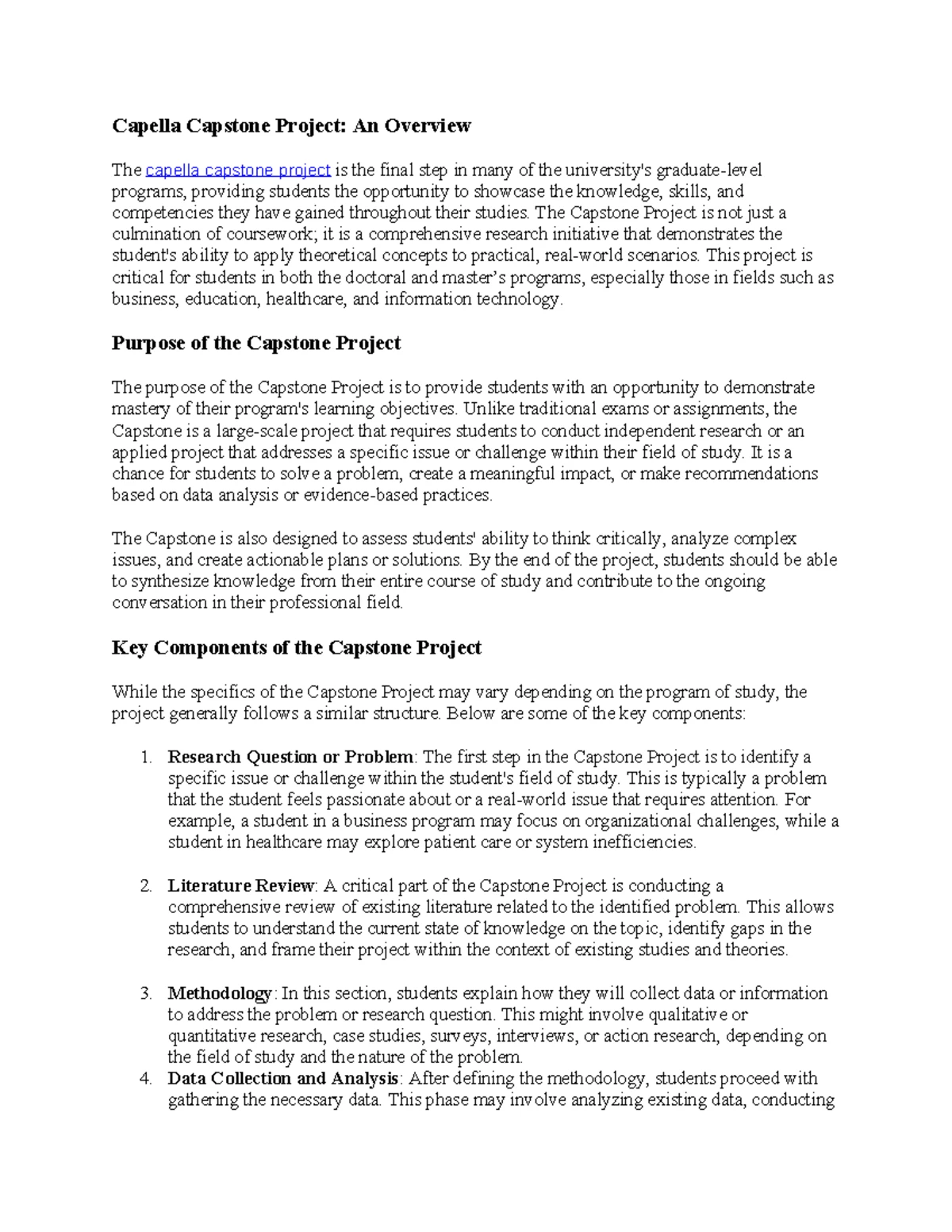 27 capella capstone project bsn - Title: Navigating the Capella ...