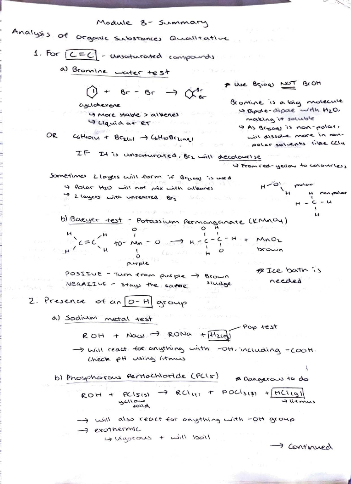 Mod 8 Organic Part - Comprehensive Study Notes - Studocu