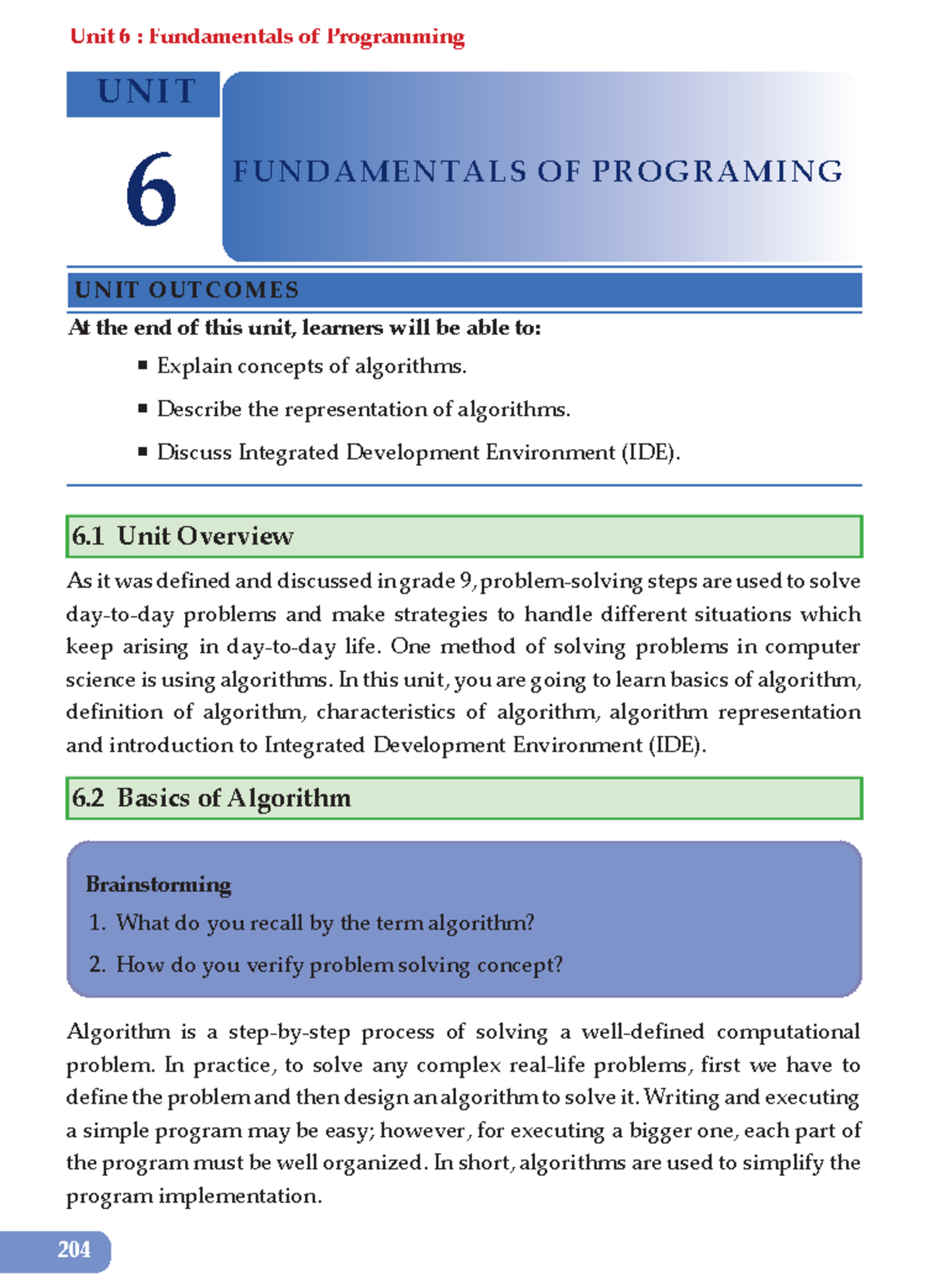 Unit 6: Fundamentals of Programming - Algorithms & IDEs Overview - Studocu