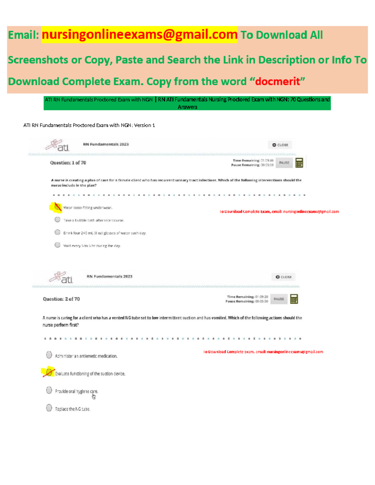 ATI RN Fundamentals Proctored Exam with NGN: 70 Q&A & Rationales - Studocu