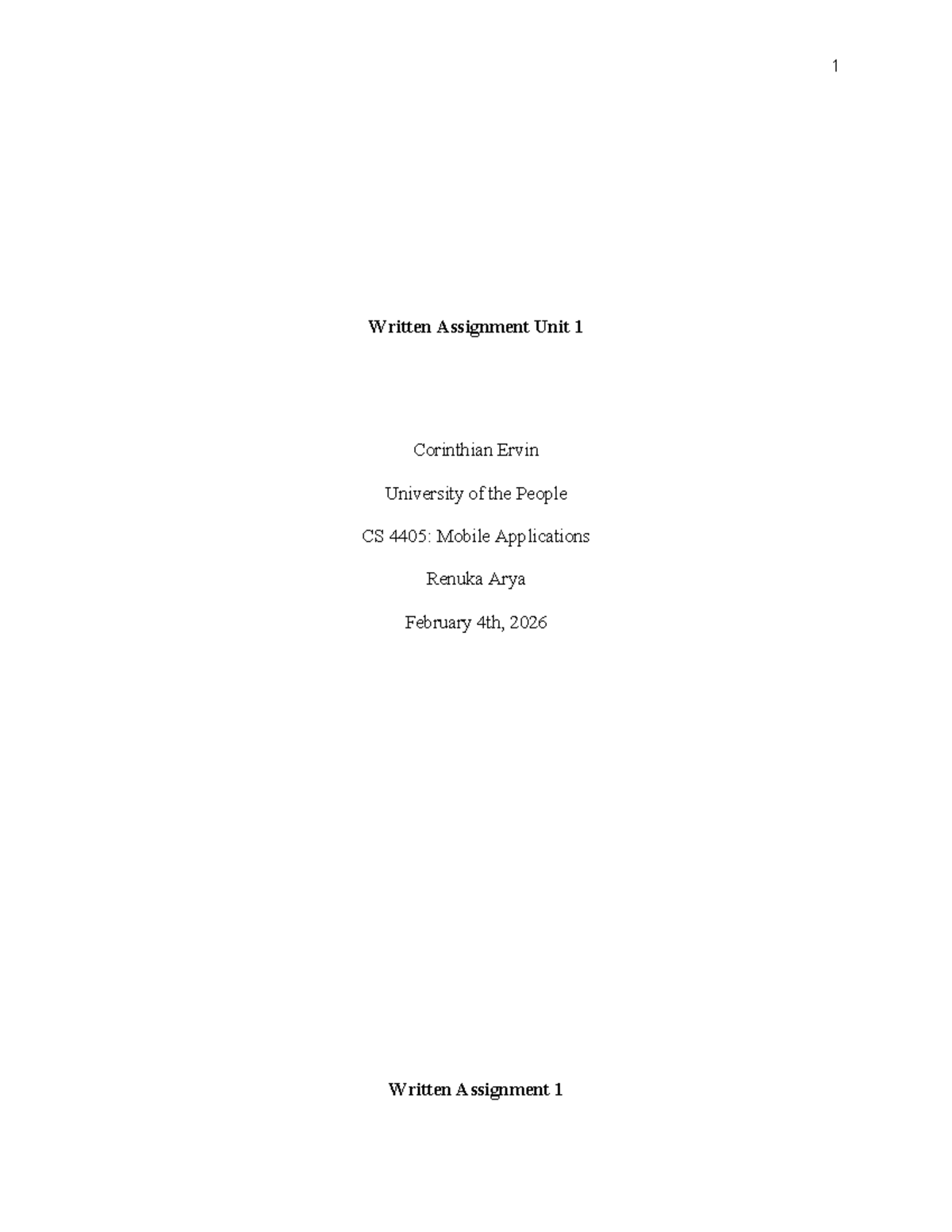 CS 4405: Mobile App Development Approaches - Unit 1 Analysis - Studocu