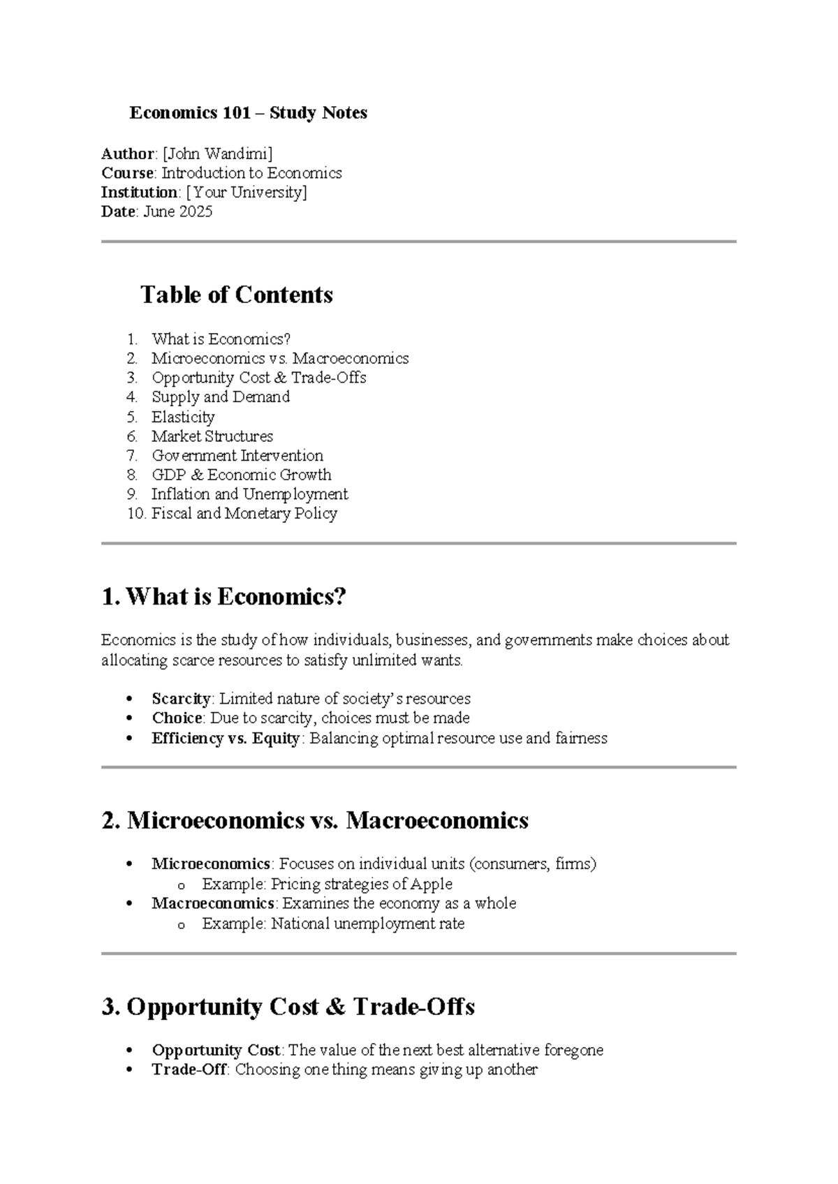 Economics 101: Comprehensive Study Notes for Intro to Economics - Studocu