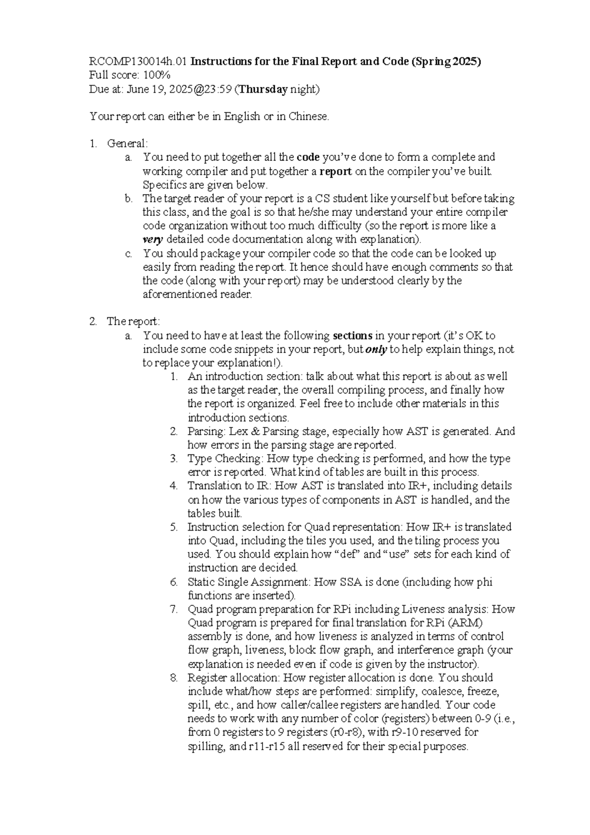 RCOMP130014h.01 Final Report Instructions & Code Documentation (Spring ...