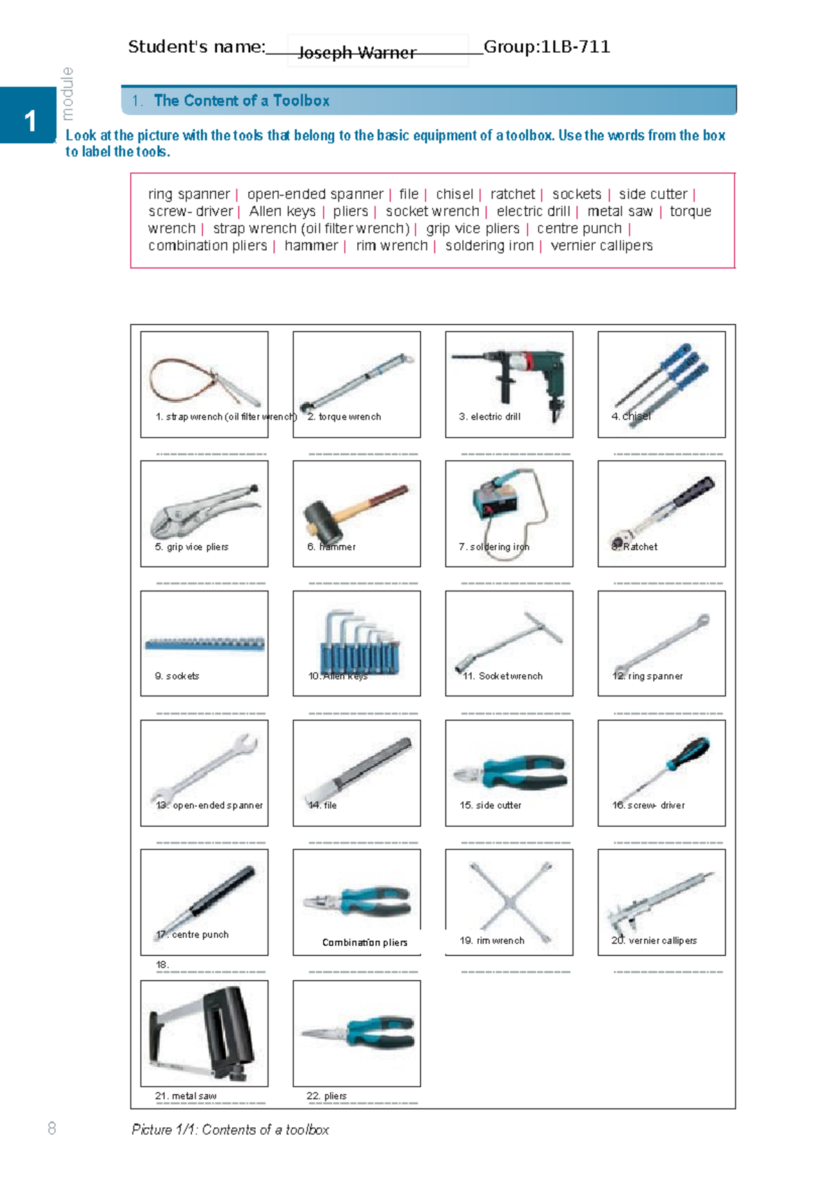 Activity 1: Toolbox Tools Overview and Descriptions (Module 1) - Studocu