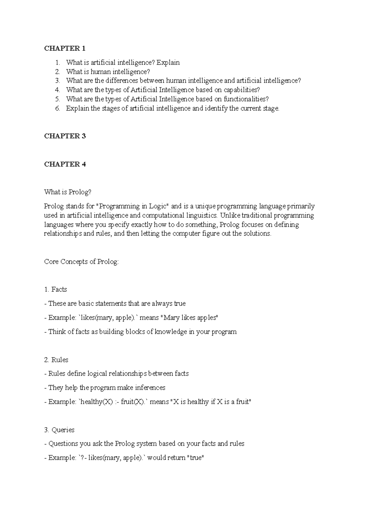 Lecture Notes IAI 101: Introduction to Artificial Intelligence and ...