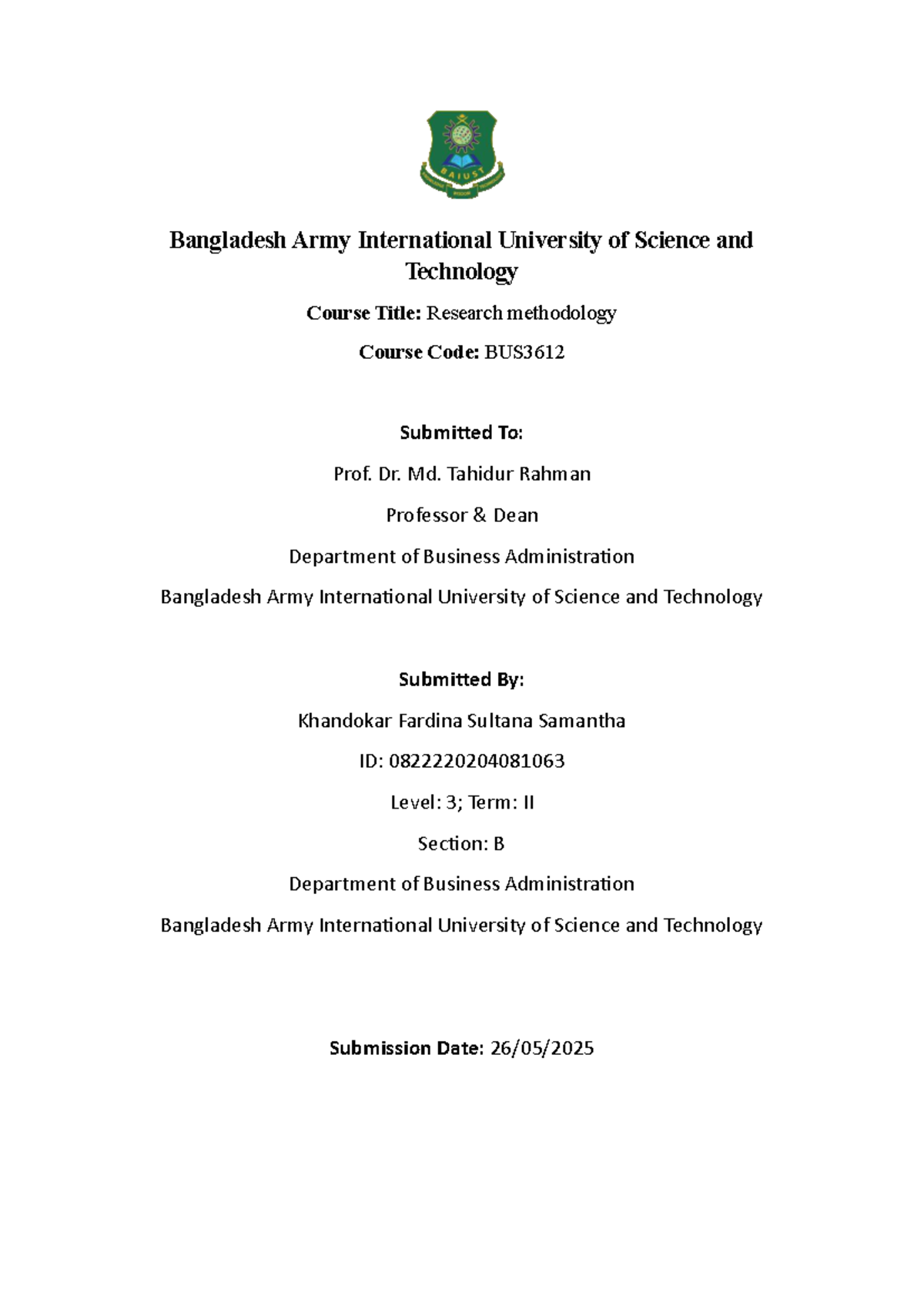 BUS3612 Research Methodology: Elements of a Research Proposal - Studocu