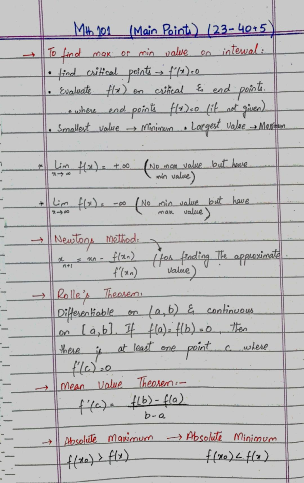 Mth101 Formulas 23 to 45 by Rabi Khan-1 - Mth 101 (Main Points) To find ...