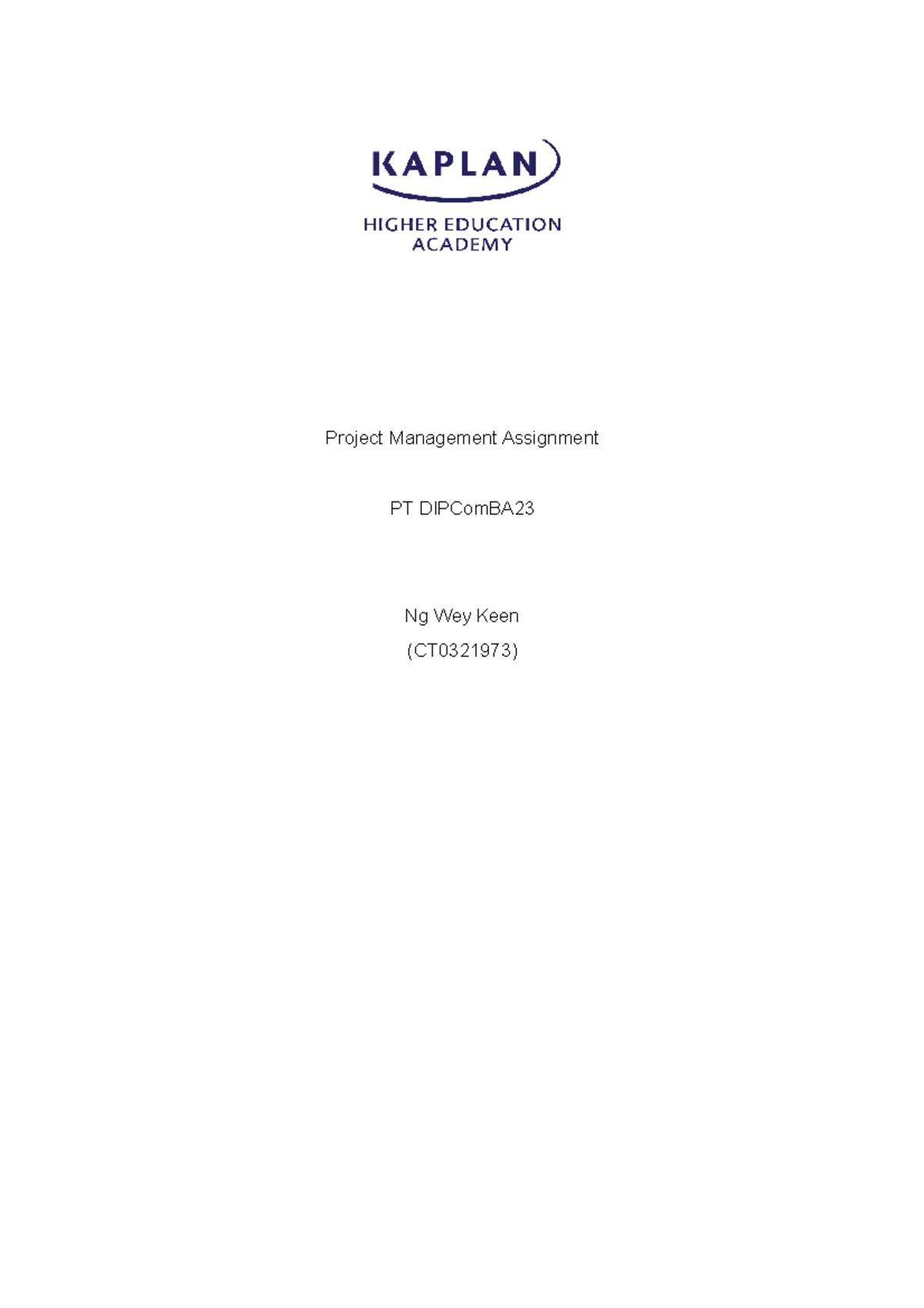 Project Management Assignment Final - Project Management Assignment PT ...