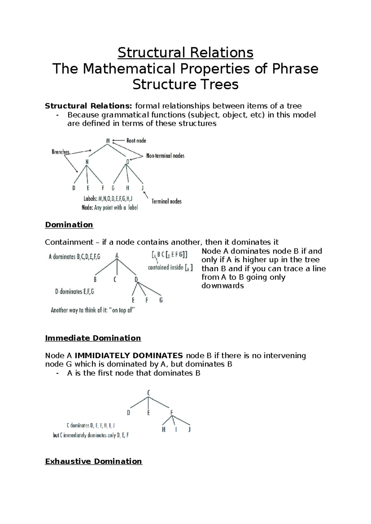 Structural Relations: Mathematical Properties of Phrase Structure Trees ...
