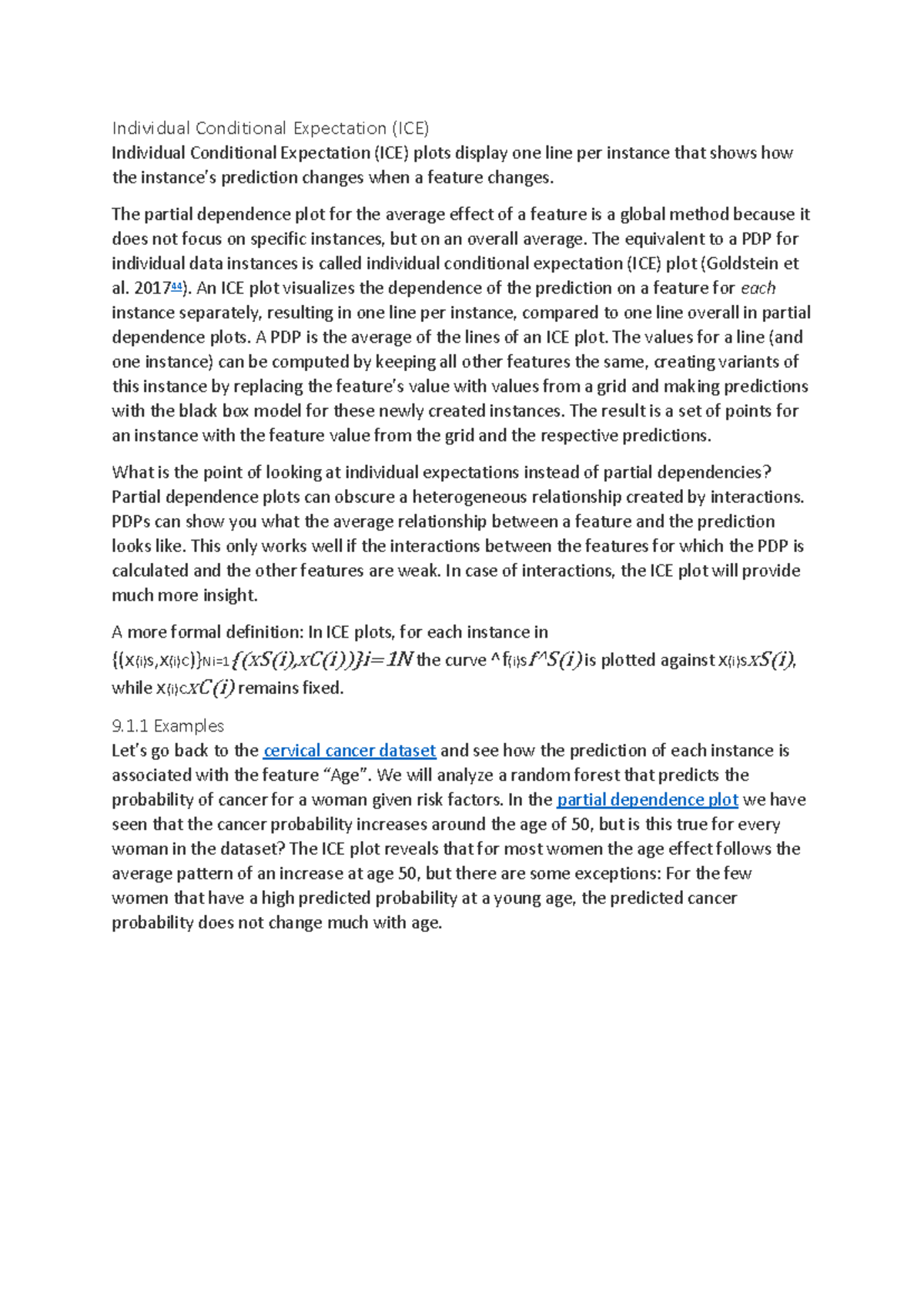 Individual Conditional Expectation (ICE) - The partial dependence plot ...