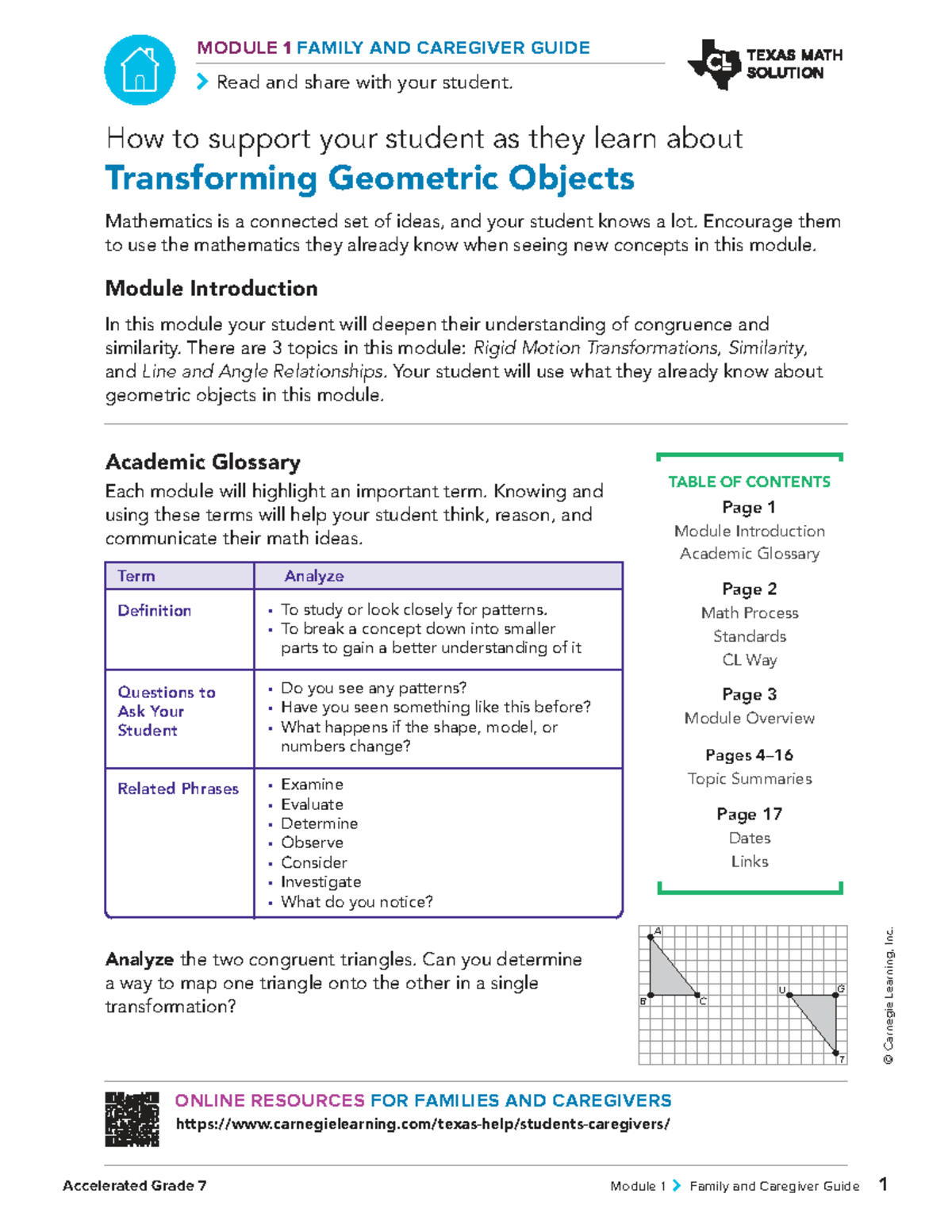 Accelerated Grade 7 Module 1 Family Guide: Supporting Student Learning ...