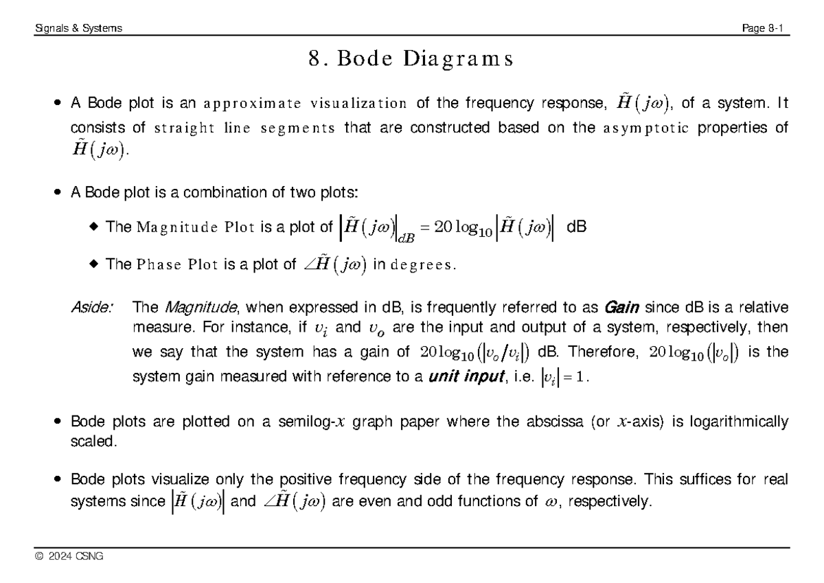 Lec08 Bode Diagrams - Lecture Notes for CG2023 Signals Systems - Studocu