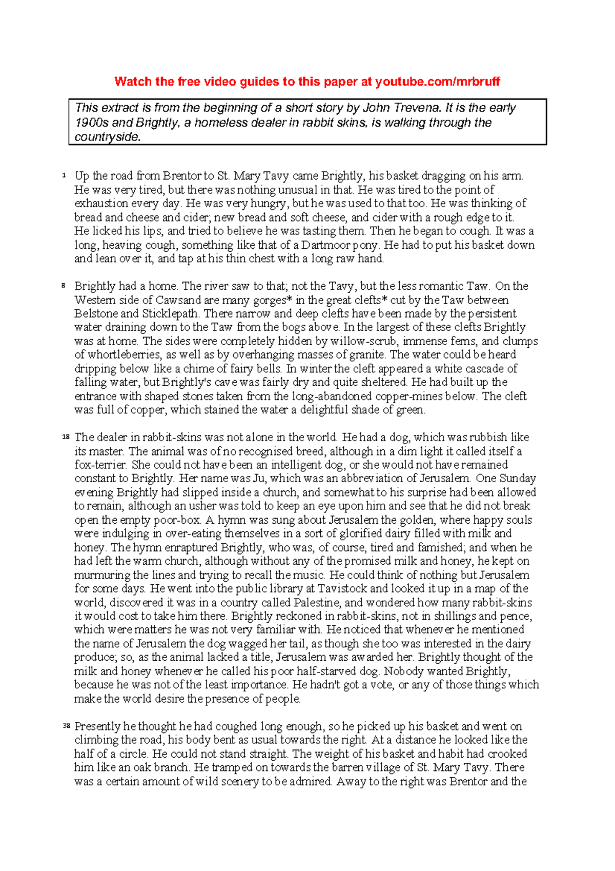 English language paper 1 - This extract is from the beginning of a ...