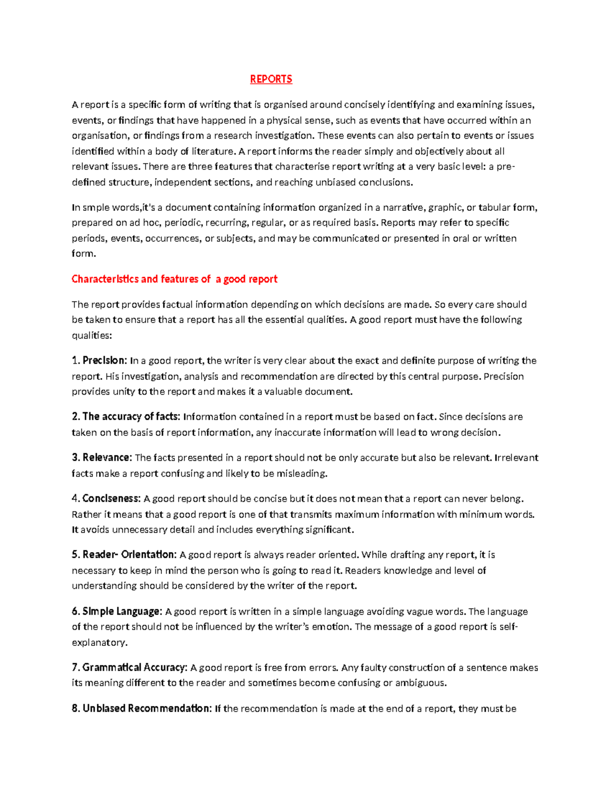 UNIT-14 Reports: Essential Guide to Basic Report Writing - Studocu