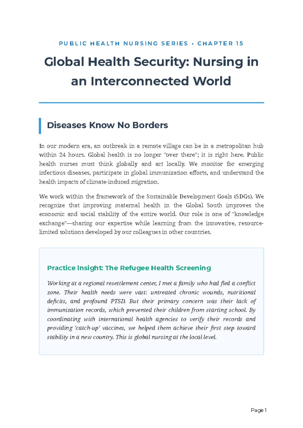 Public Health Nursing Series: Chapter 15 - Global Health Security - Studocu