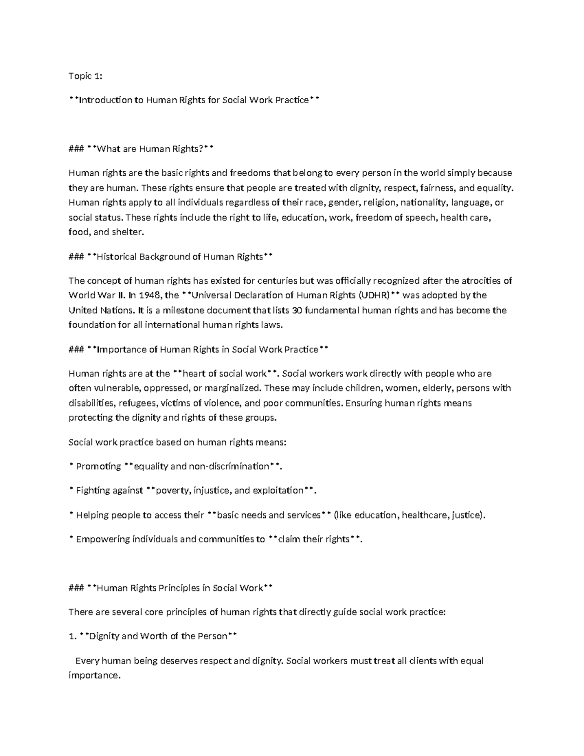 Human Rights in Social Work Practice: MIDS Overview and Insights - Studocu