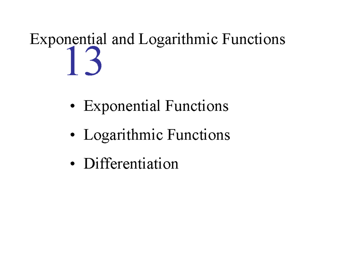 PP Chapter 13: Exponential & Logarithmic Functions Notes - Studocu