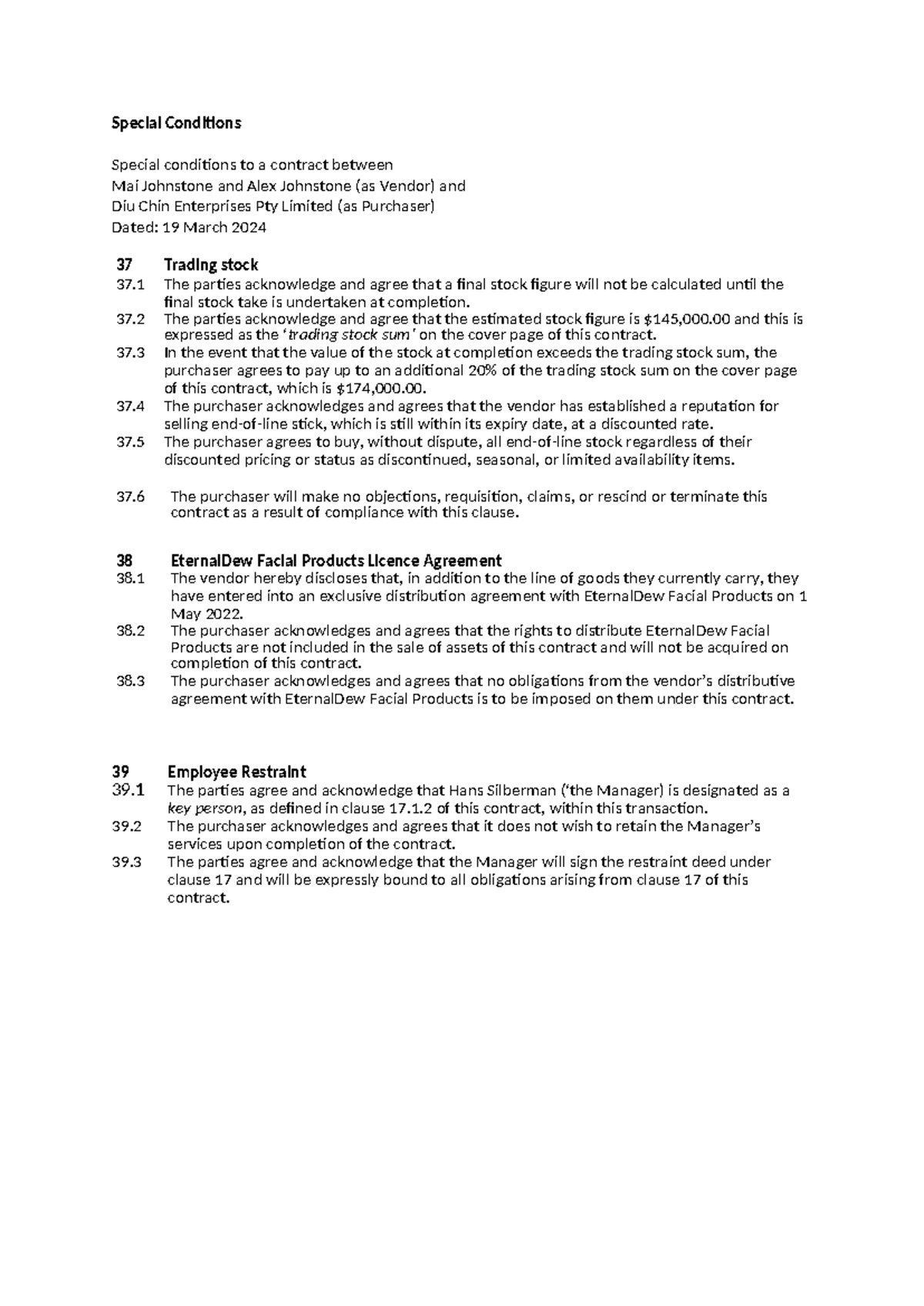 Special Conditions - Contract Tasks for Diu Chin Enterprises - Studocu