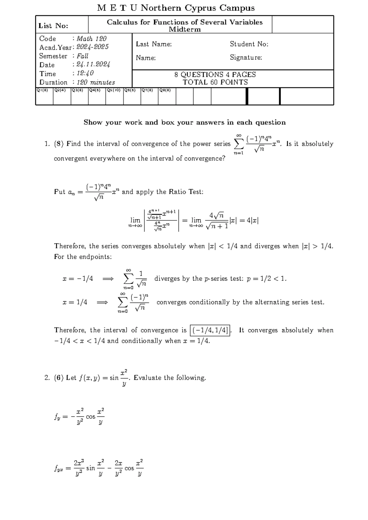 Integral Tests and Divergence Analysis - MATH 735315 Notes - Studocu