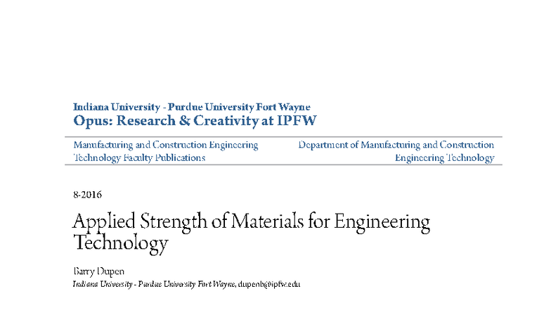 Applied Strength of Materials for Engineering Technology (ENGT 472 ...