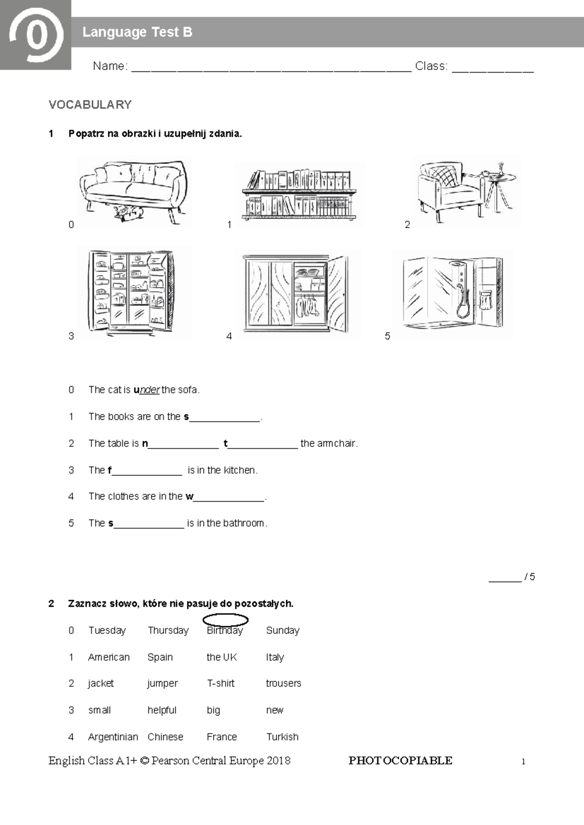 EC A1P Language Test 0B - Vocabulary and Grammar Exercises - Studocu