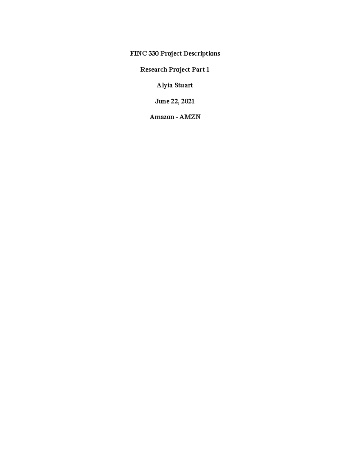 FINC 330 Research Project Part 1: Amazon Ratio Analysis Insights - Studocu