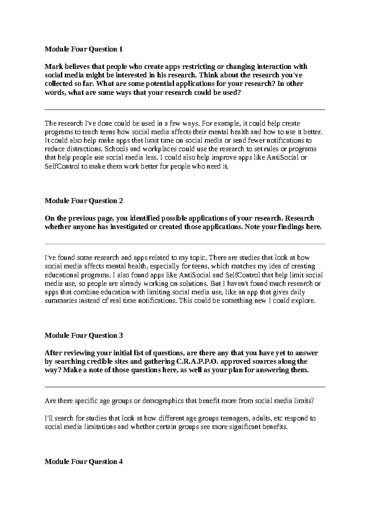 Syneca Kindle SCS 200 Applied Social Sciences - Module Four Question 1 ...