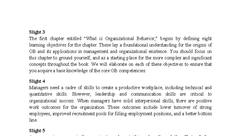 OB1 - Chapter 1: Foundations of Organizational Behavior and Management ...
