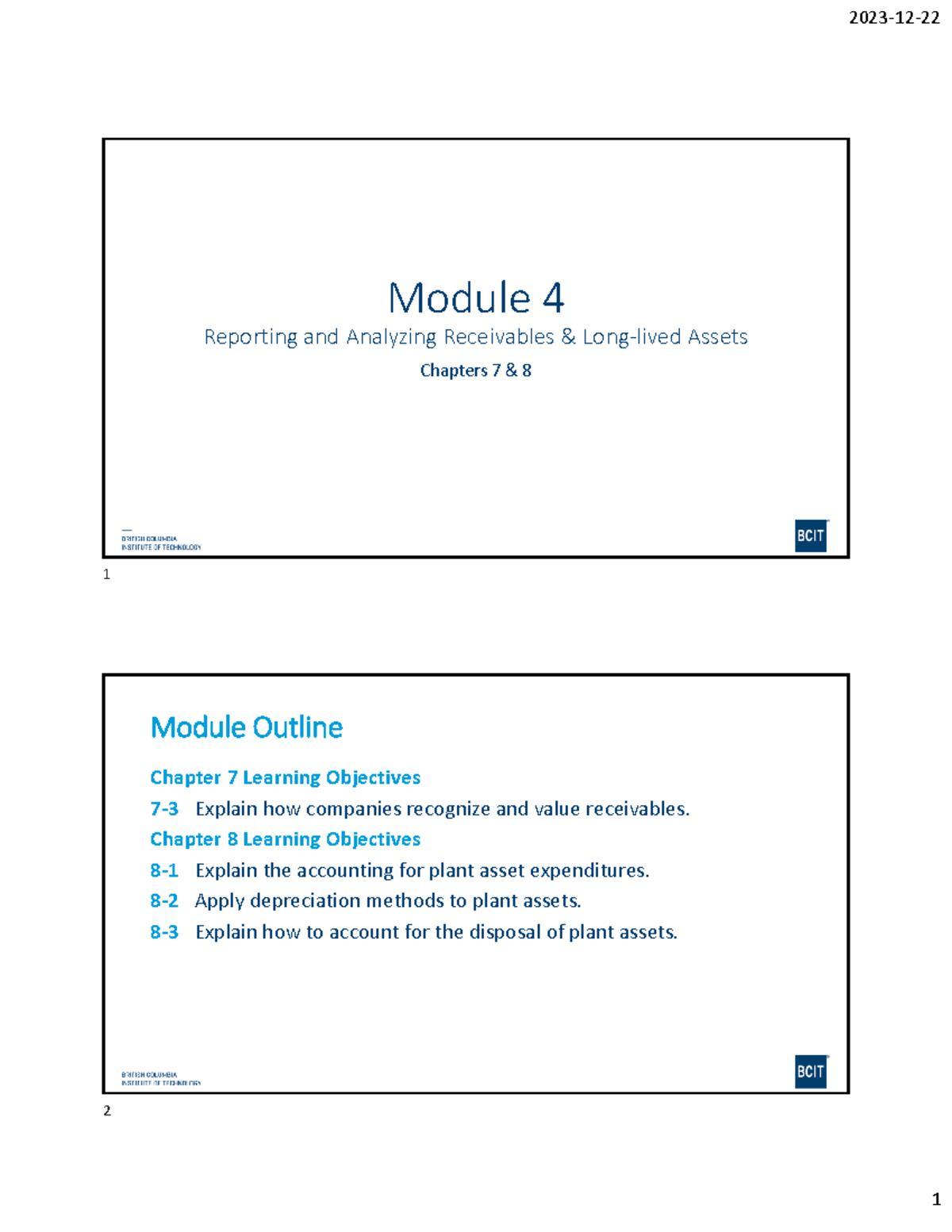 FMGT 2152 - Module 4 Lecture: Reporting & Analyzing Receivables ...