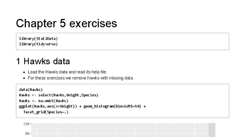 Chapter 5 Exercises: Hawks Data Analysis (Stat2Data) - Studocu