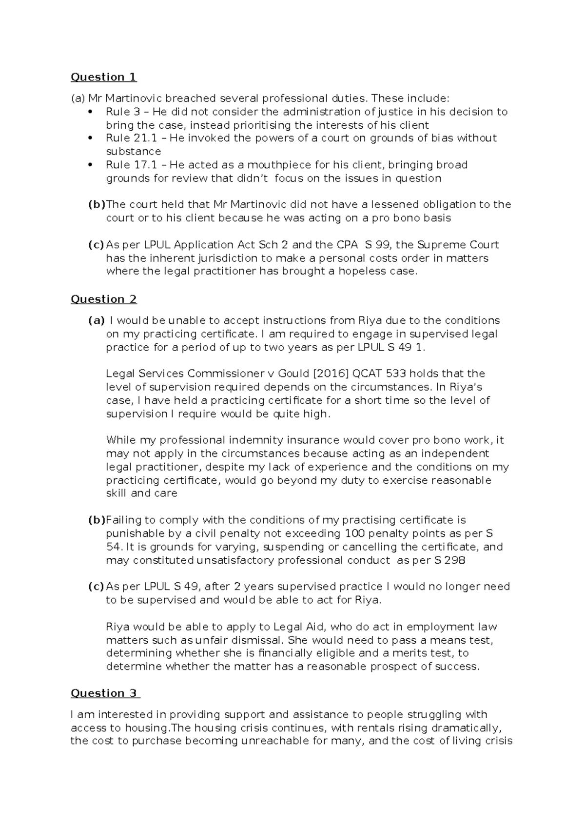 Assessment 4: Legal Ethics and Professional Duties in Practice - Studocu